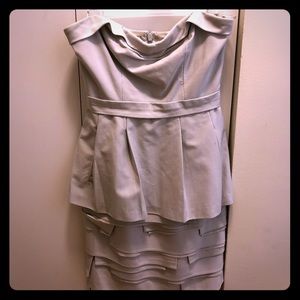 BCBG Maxazria slate blue layered cocktail dress